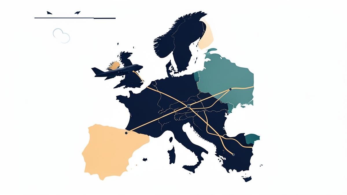 Illustration of an aviation fuel pipeline network crossing central Europe