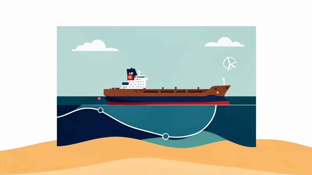 Illustration of a tanker crossing a Mediterranean emission control area chart