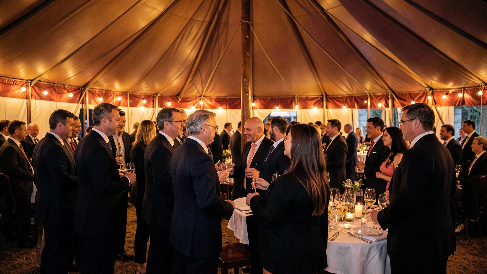 Guests gather beneath the Circus Knie big top in Geneva for SUISSENÉGOCE's 20th anniversary celebration