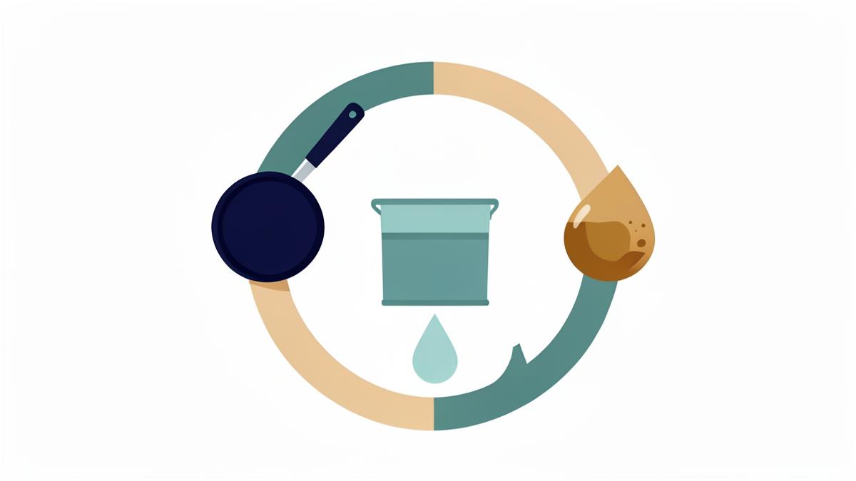 Illustration of a circular economy loop turning cooking oil into fuel